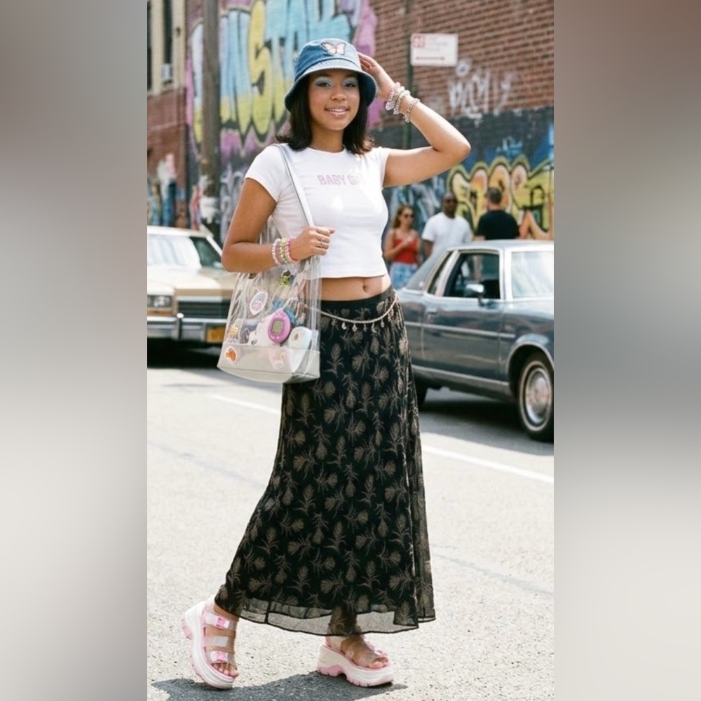 Vintage Y2K Lined Maxi Skirt Size Small Dark Fairy Lightweight Grunge Feather